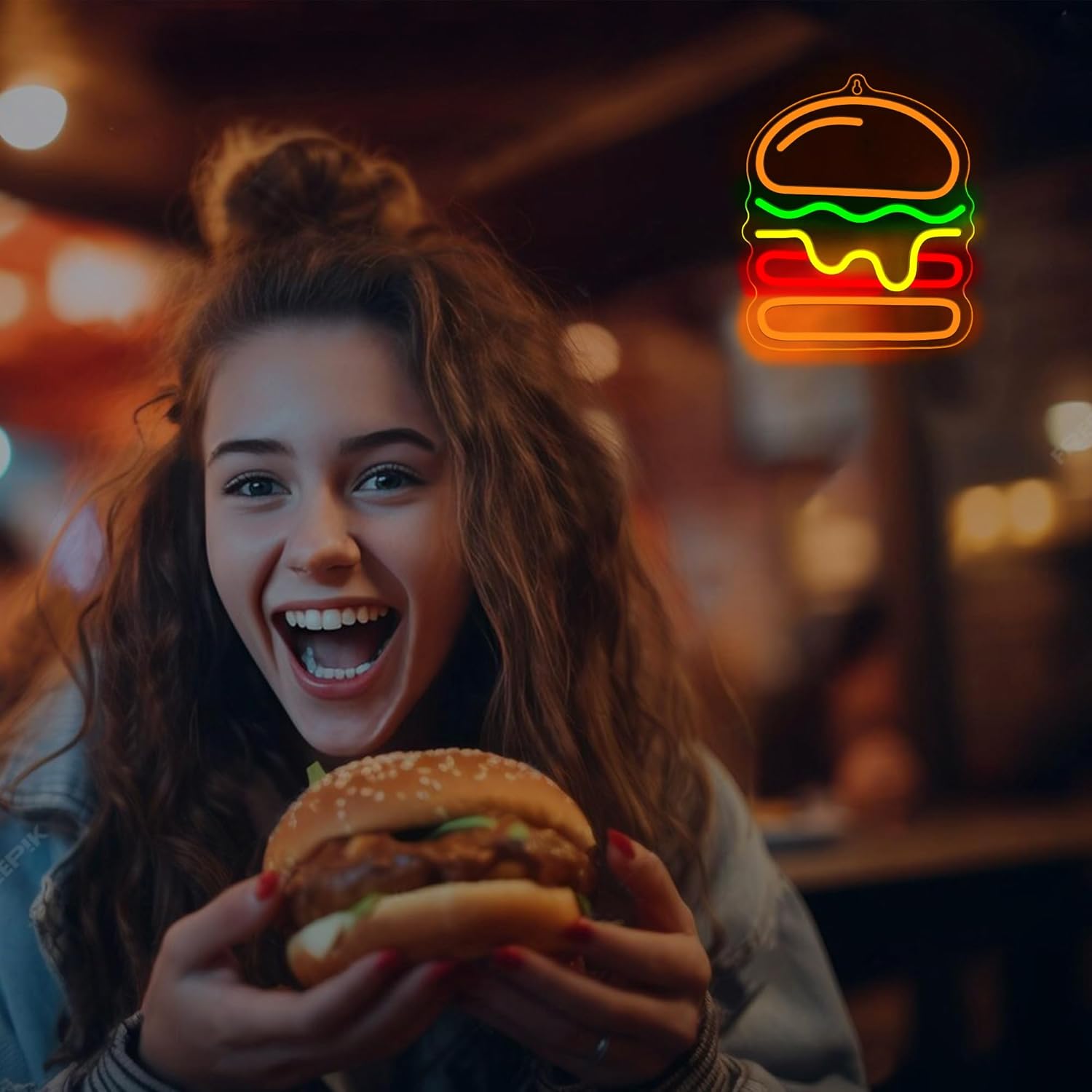 Burger Neon Sign with Layered  - đánh giá và giá Lighting Home Decor Ideas