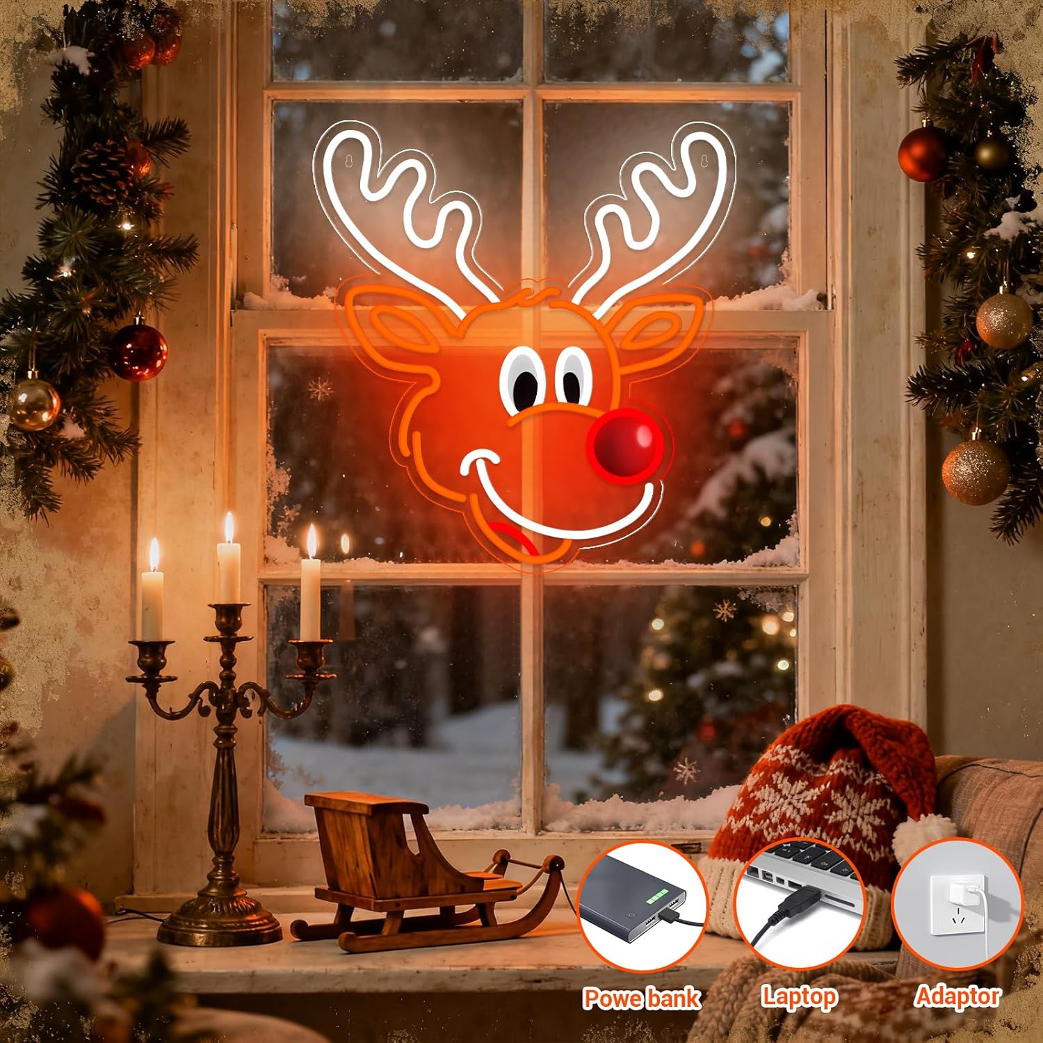 Cute Christmas Reindeer Neon S - đánh giá và giá Lighting Home Decor Ideas